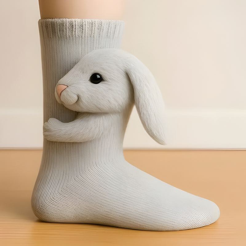 Unisex house socks with 3D animal design and non-slip – Warm and comfortable