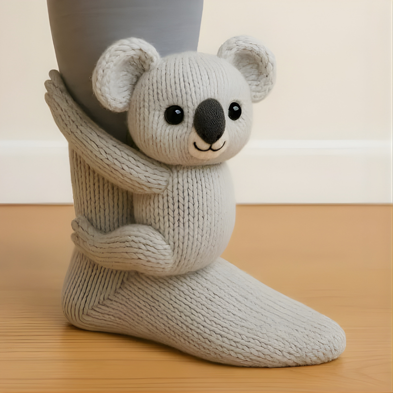 Unisex house socks with 3D animal design and non-slip – Warm and comfortable