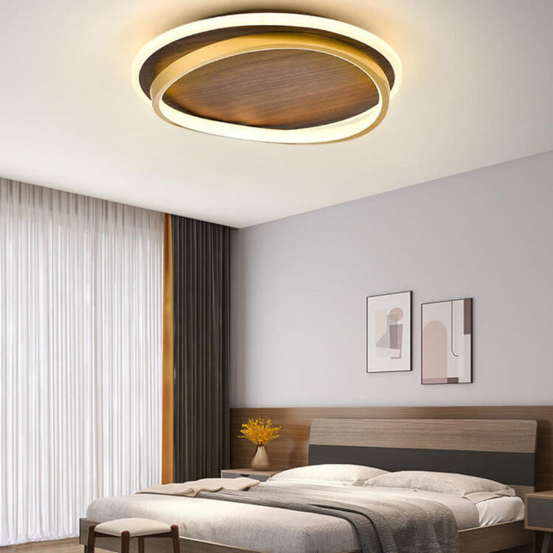 Modern Ceiling Light with LED Ring and Wood Effect Design for Atmospheric Lighting
