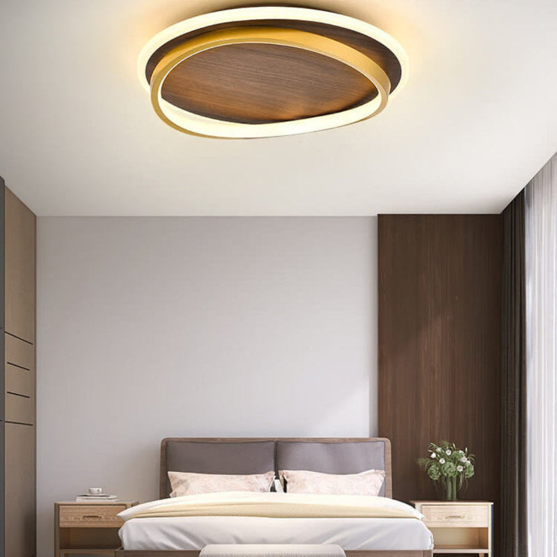 Modern Ceiling Light with LED Ring and Wood Effect Design for Atmospheric Lighting