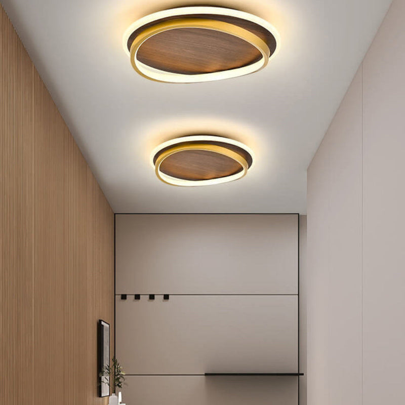 Modern Ceiling Light with LED Ring and Wood Effect Design for Atmospheric Lighting