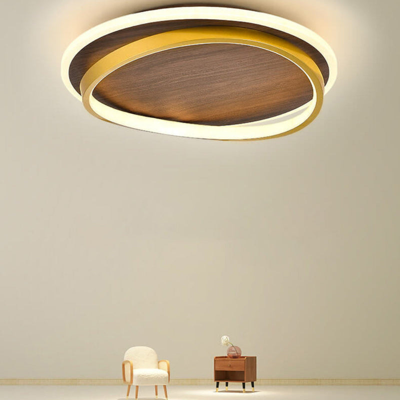Modern Ceiling Light with LED Ring and Wood Effect Design for Atmospheric Lighting