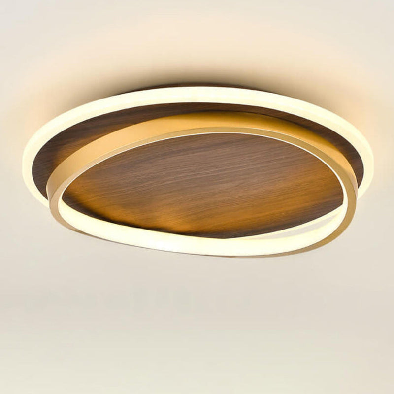Modern Ceiling Light with LED Ring and Wood Effect Design for Atmospheric Lighting