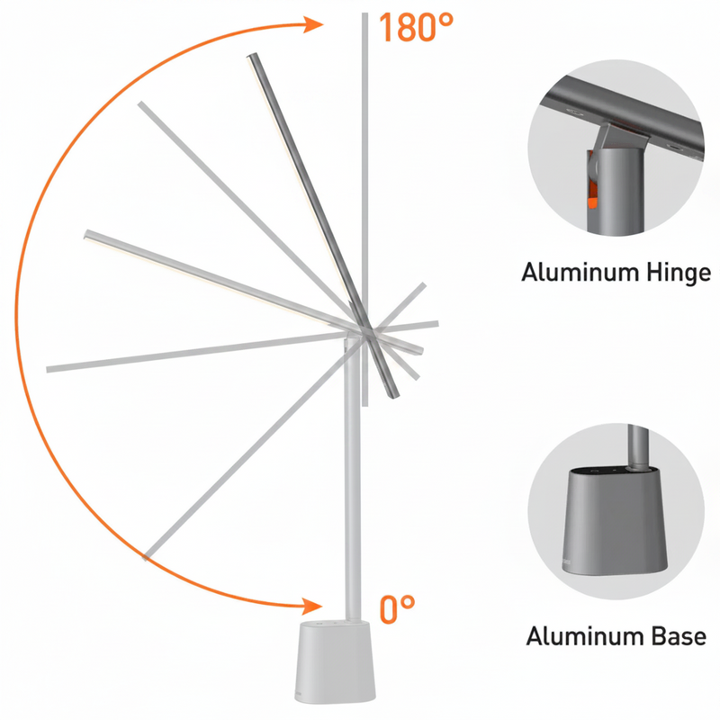 Foldable LED Desk Lamp with Dimmable USB-Powered Lighting