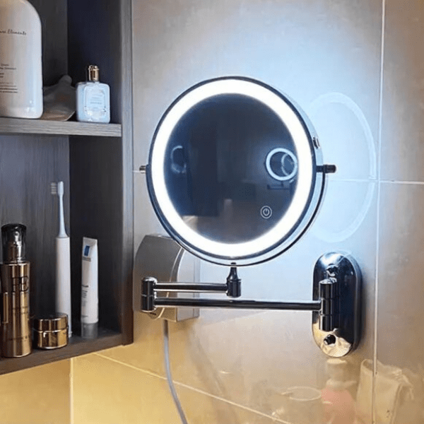 MAGNIFILUX – Miroir grossissant LED avec éclairage réglable et batterie rechargeable