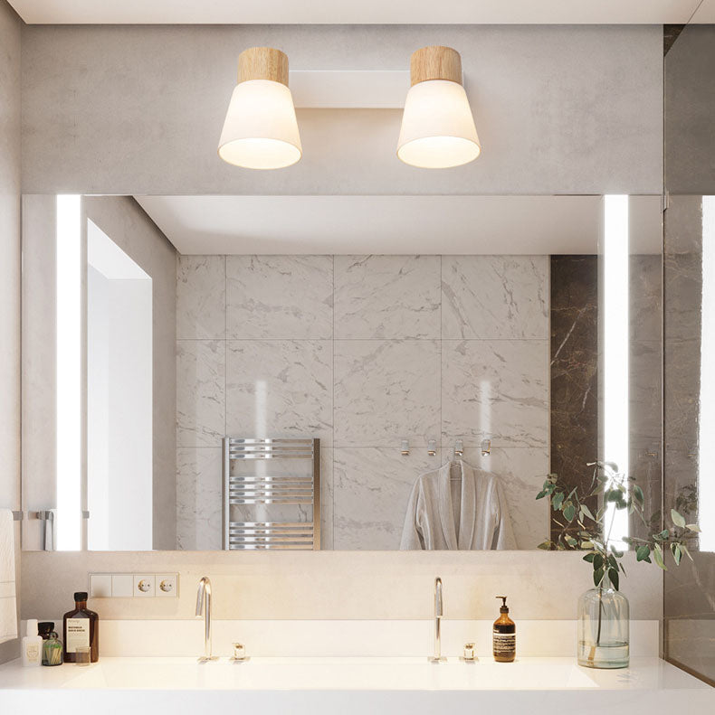 Wall Light with Glass Shades and Wooden Details