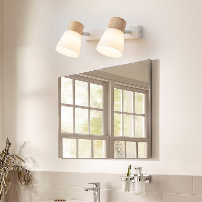 Wall Light with Glass Shades and Wooden Details