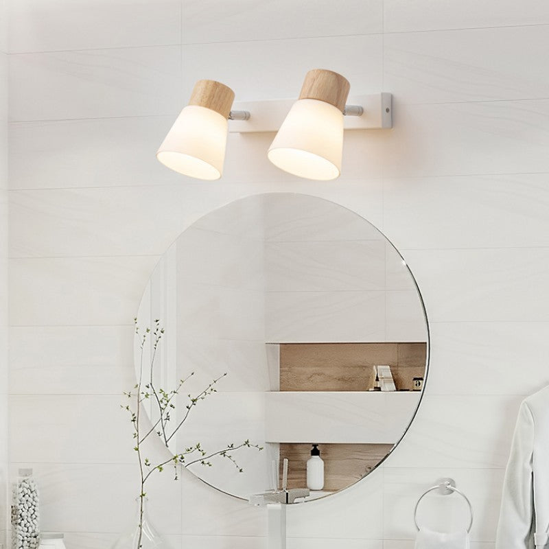 Wall Light with Glass Shades and Wooden Details
