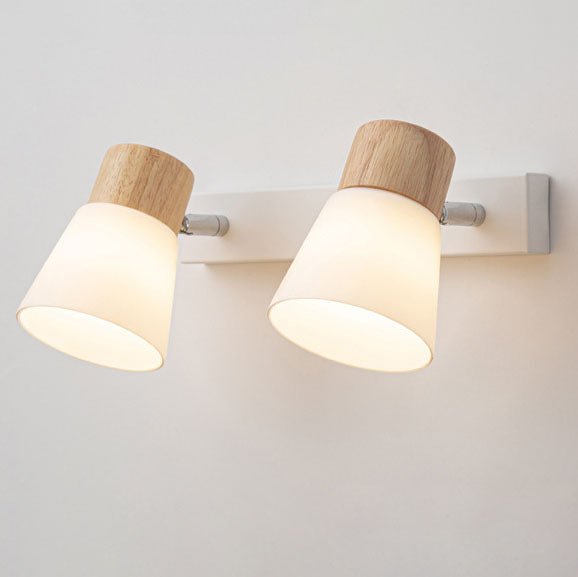 Wall Light with Glass Shades and Wooden Details
