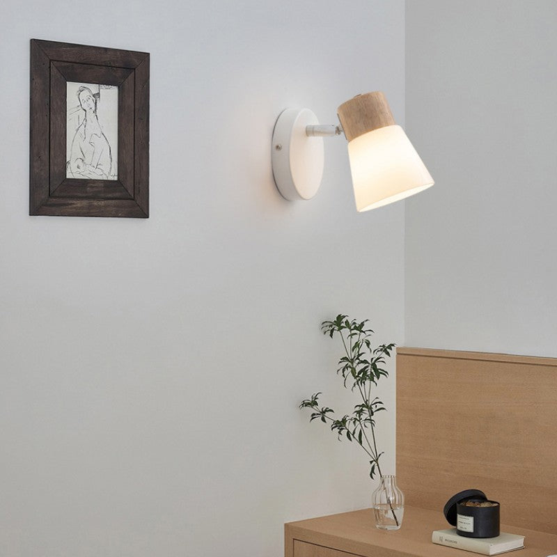 Wall Light with Glass Shades and Wooden Details