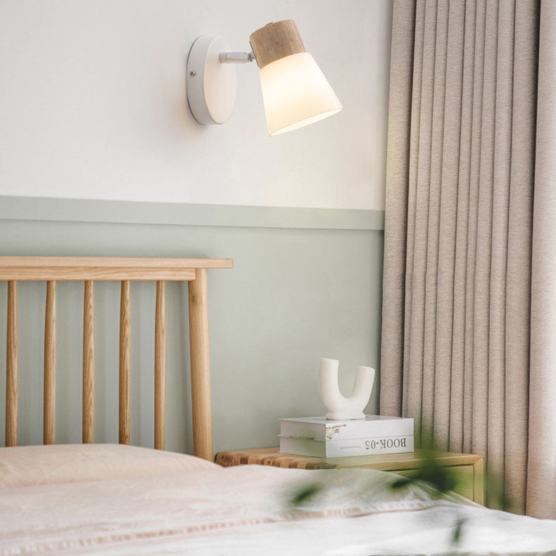 Wall Light with Glass Shades and Wooden Details