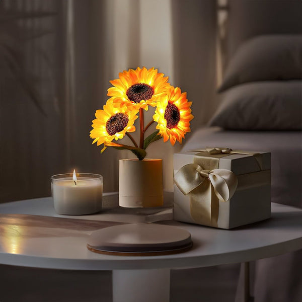 Table Lamp with Sunflower Design and USB Power