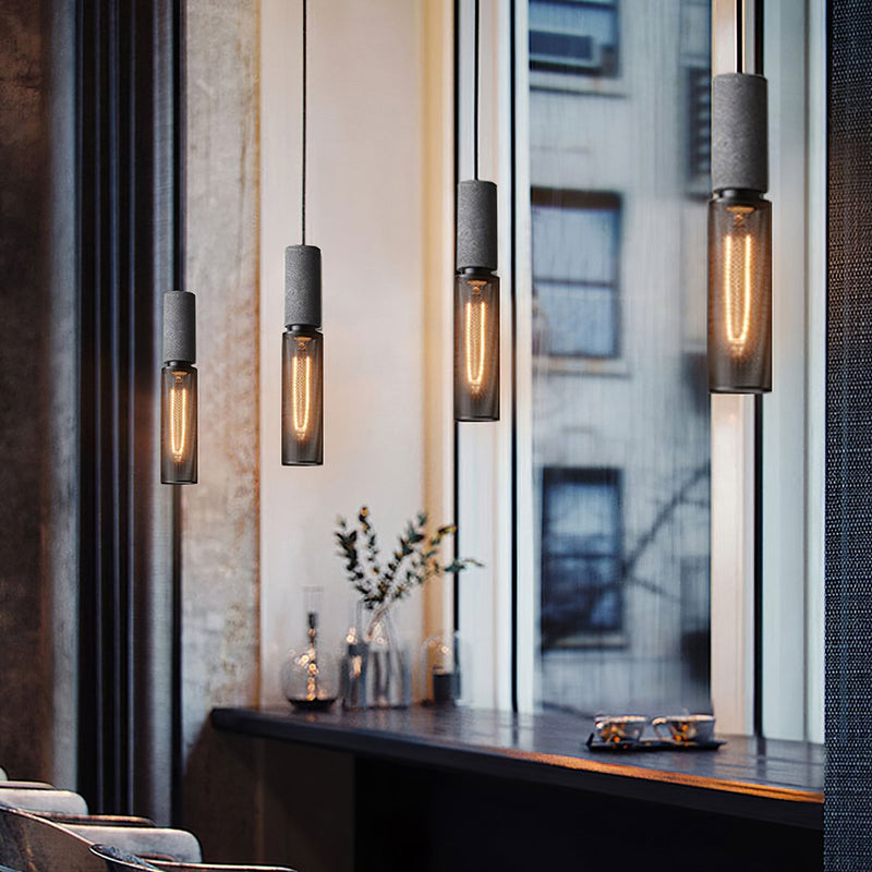 Pendant Light with Concrete Detail and Metal Mesh Shade