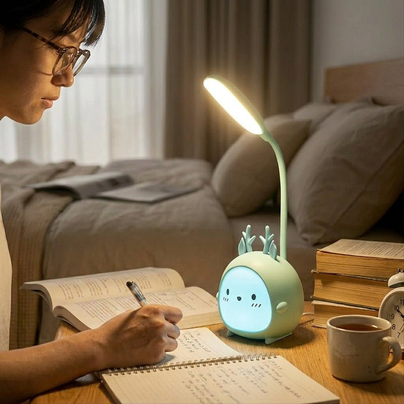 Desk Lamp with Flexible Neck, USB Power and Deer Design
