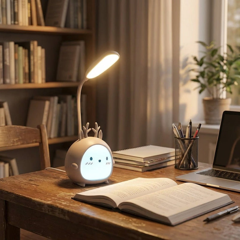 Desk Lamp with Flexible Neck, USB Power and Deer Design