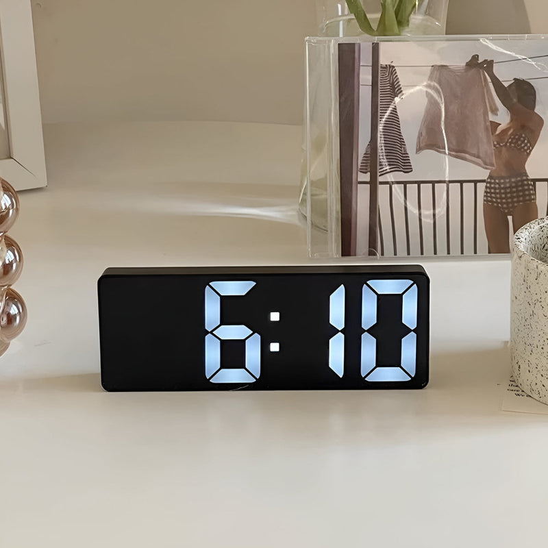 Alarm Clock with Mirrored Face and LED Digital Display