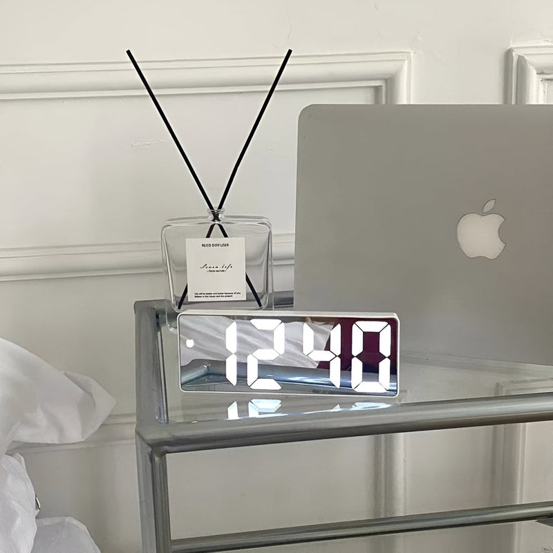 Alarm Clock with Mirrored Face and LED Digital Display
