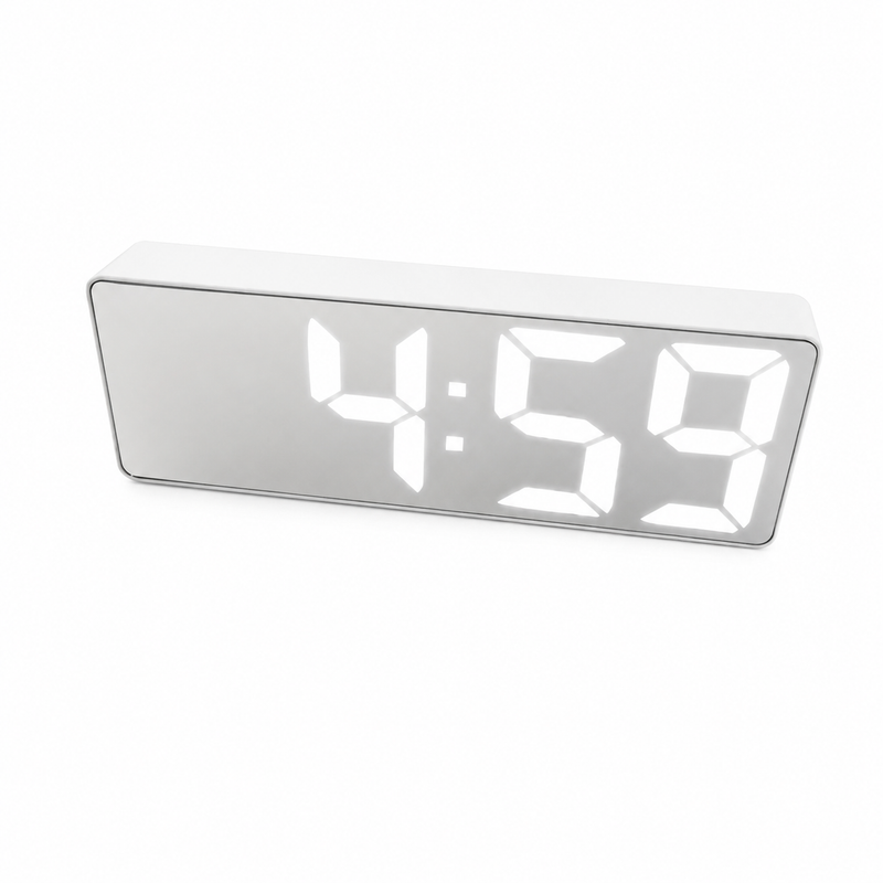 Alarm Clock with Mirrored Face and LED Digital Display