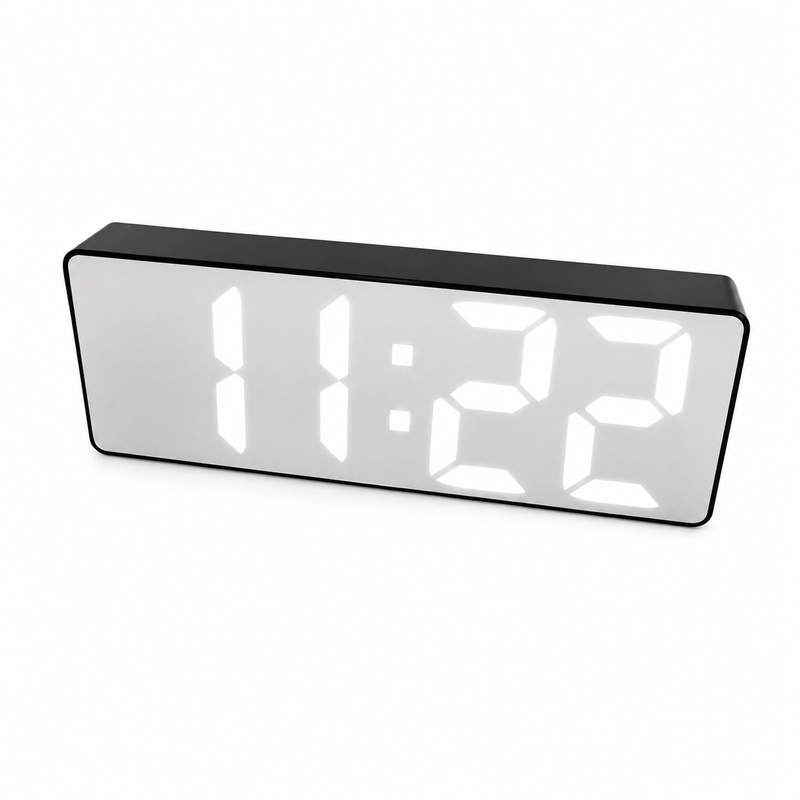 Alarm Clock with Mirrored Face and LED Digital Display