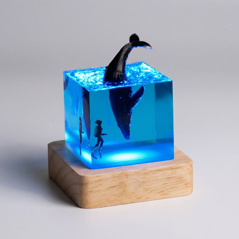 Nerissa Whale Scene Resin Cube Night Light