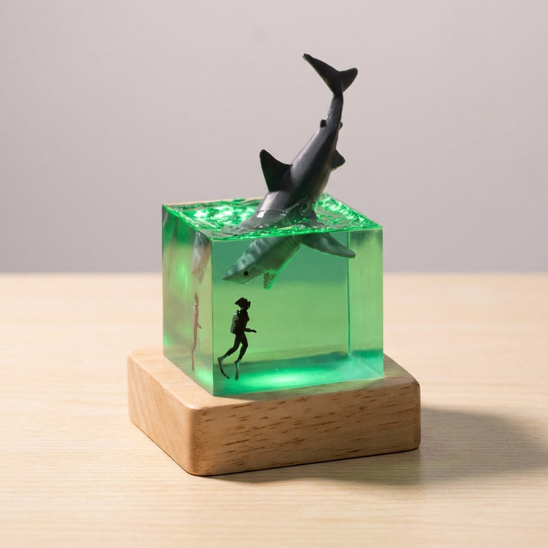 Nerissa Whale Scene Resin Cube Night Light