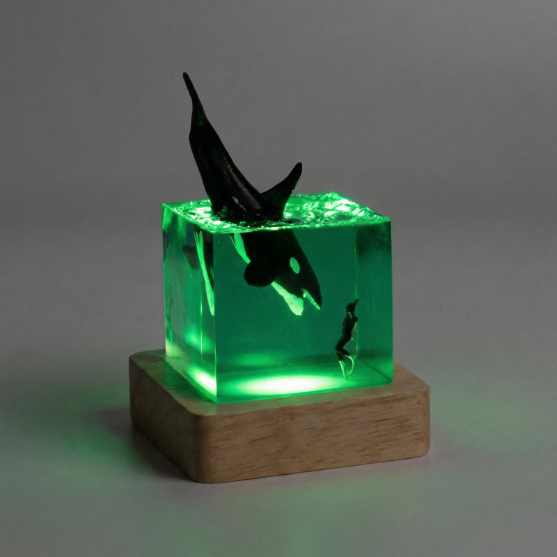 Nerissa Whale Scene Resin Cube Night Light