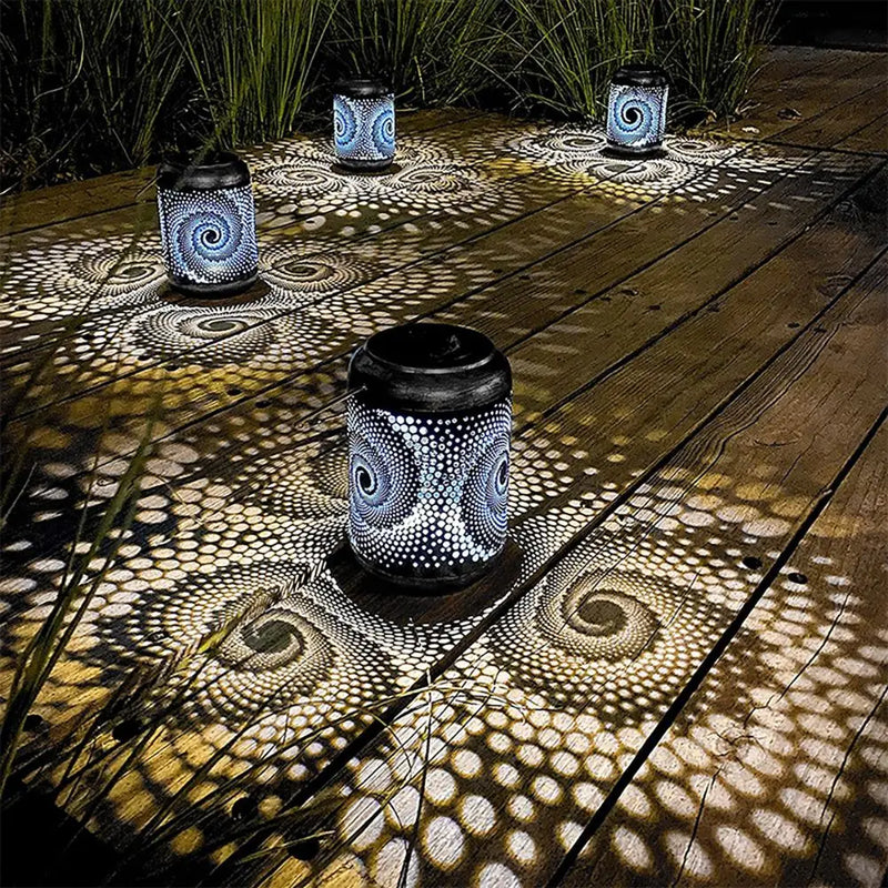 Solar-Powered Spiral Garden Lantern with Automatic Dusk Lighting