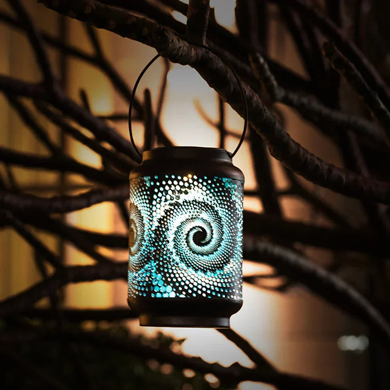 Solar-Powered Spiral Garden Lantern with Automatic Dusk Lighting