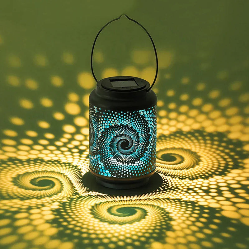 Solar-Powered Spiral Garden Lantern with Automatic Dusk Lighting
