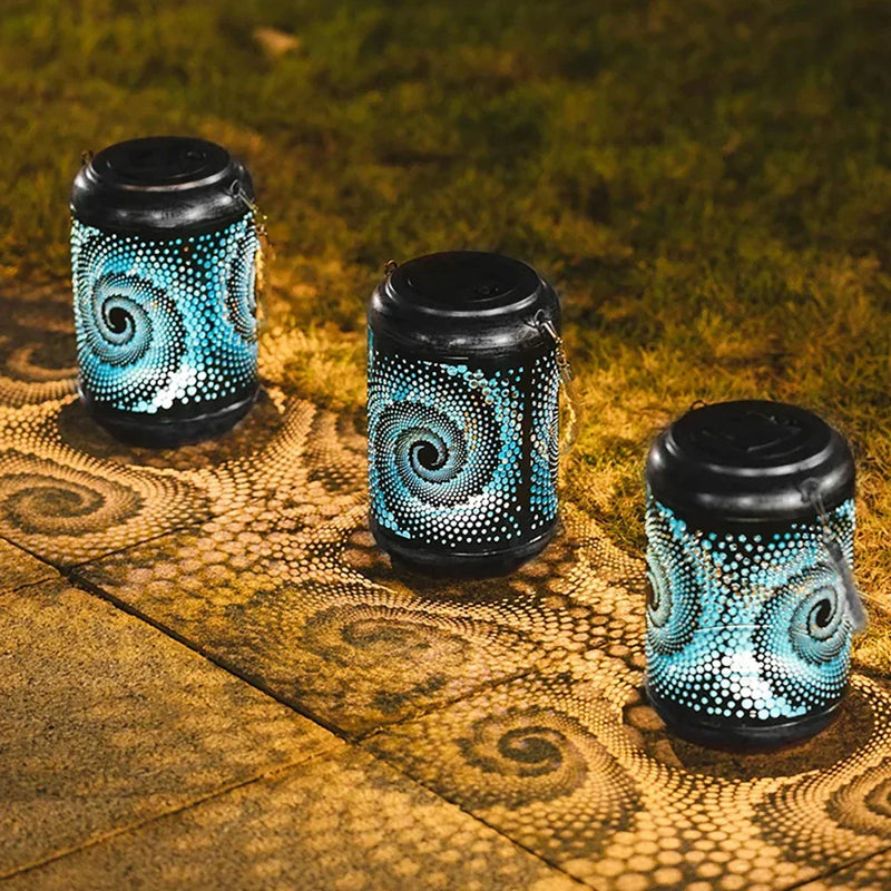Solar-Powered Spiral Garden Lantern with Automatic Dusk Lighting