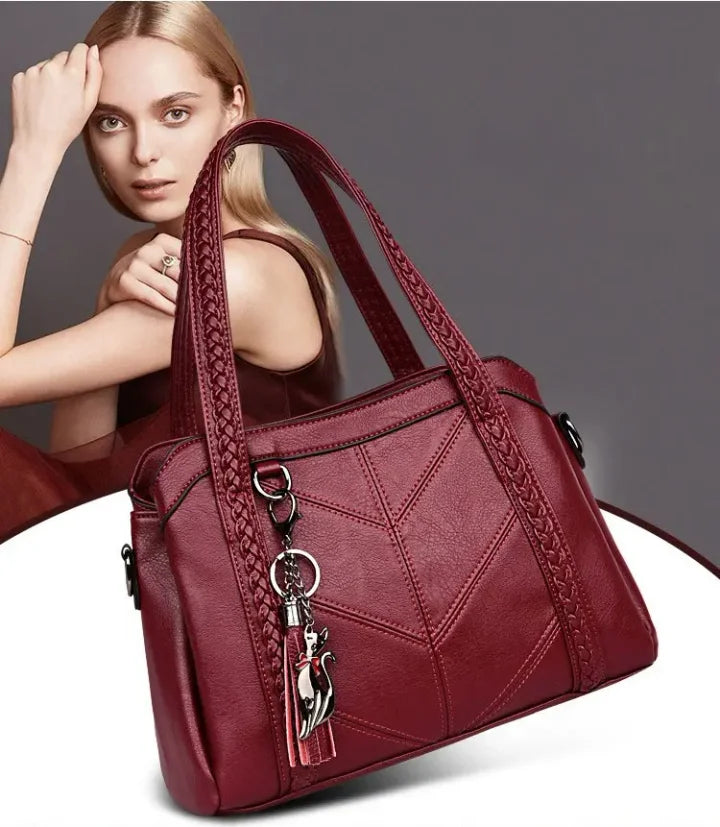 Spacious PU Leather Handbag with Organised Interior