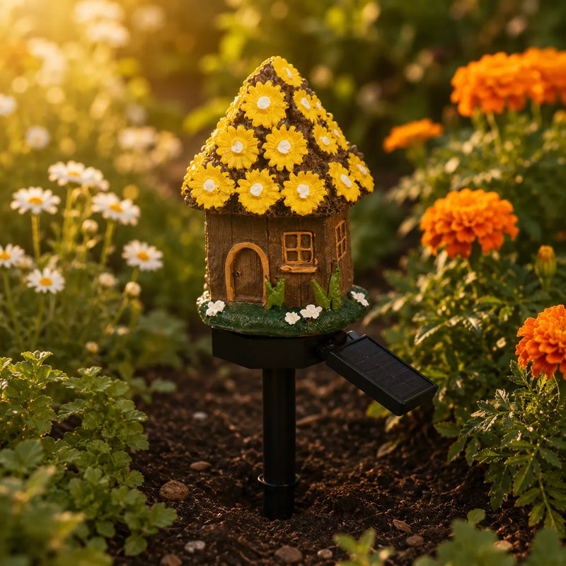 Solar Fairy Cottage Garden Stake Light