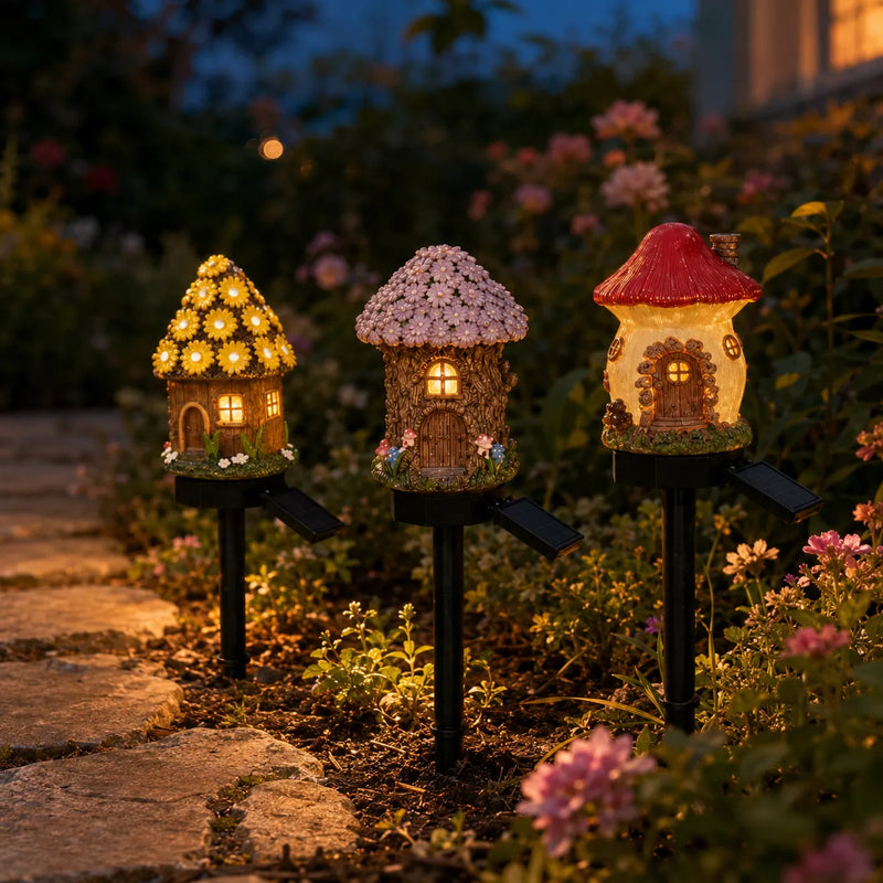 Solar Fairy Cottage Garden Stake Light