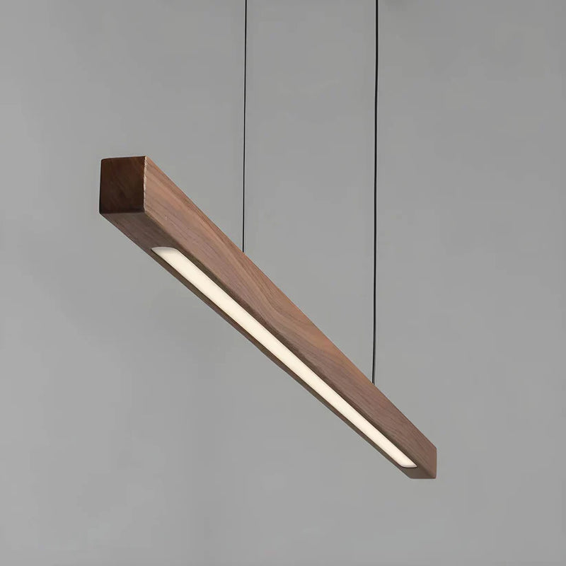 Linear Wooden LED Pendant Light with Adjustable Suspension