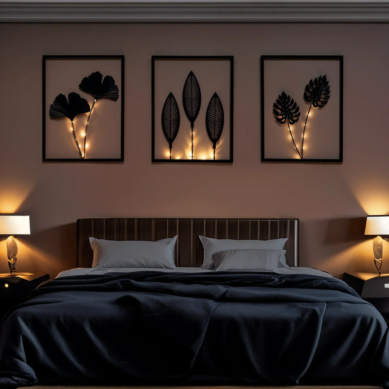 LED Wall Decoration Frames with Botanical Leaf Design and Warm Light