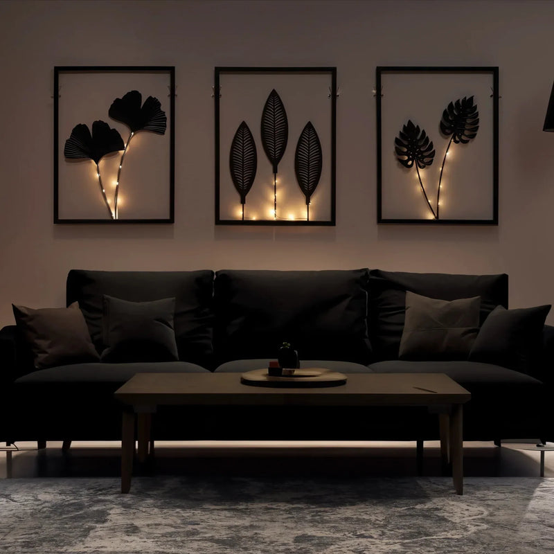 LED Wall Decoration Frames with Botanical Leaf Design and Warm Light