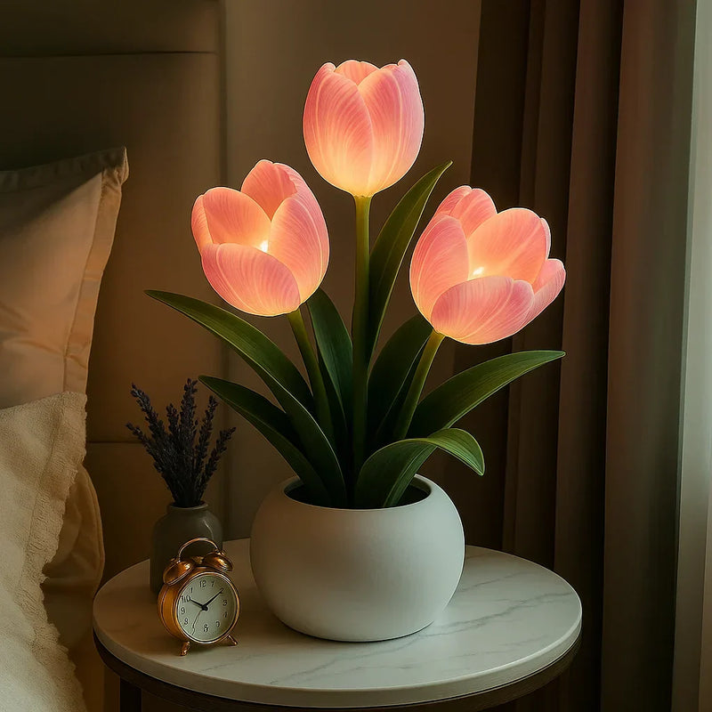 Decorative Tulip LED Lamp with Warm Light and Dimmable Lighting
