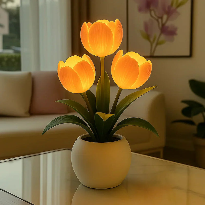 Decorative Tulip LED Lamp with Warm Light and Dimmable Lighting