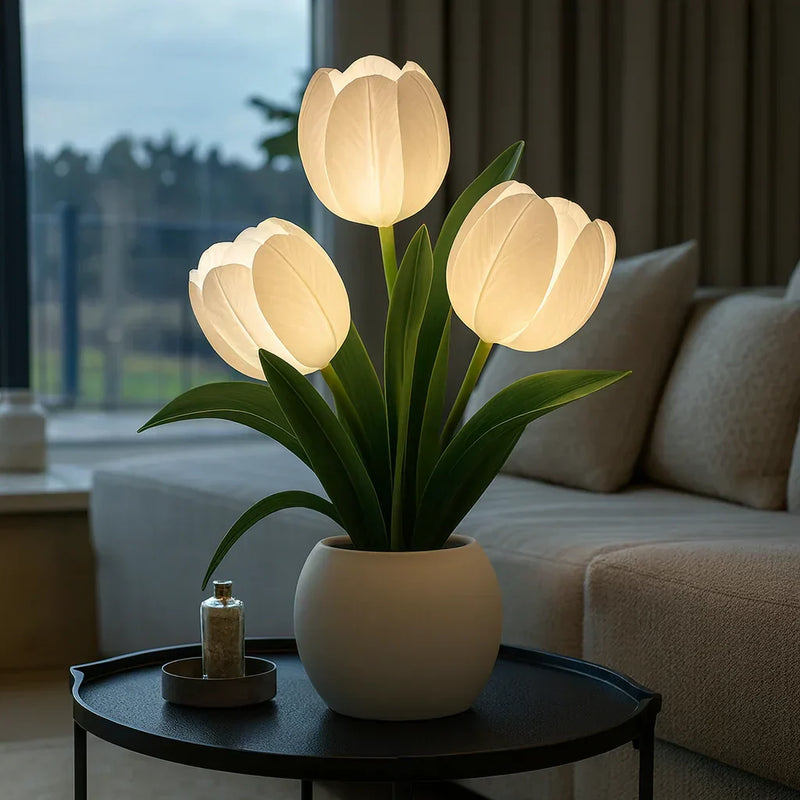 Decorative Tulip LED Lamp with Warm Light and Dimmable Lighting