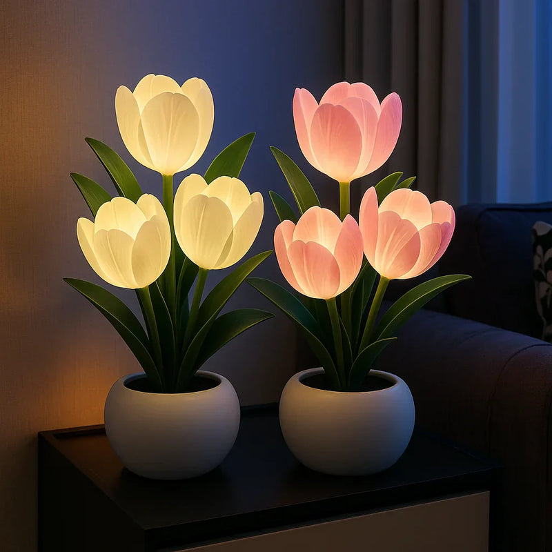 Decorative Tulip LED Lamp with Warm Light and Dimmable Lighting