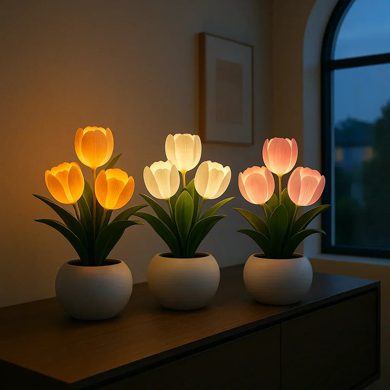 Decorative Tulip LED Lamp with Warm Light and Dimmable Lighting