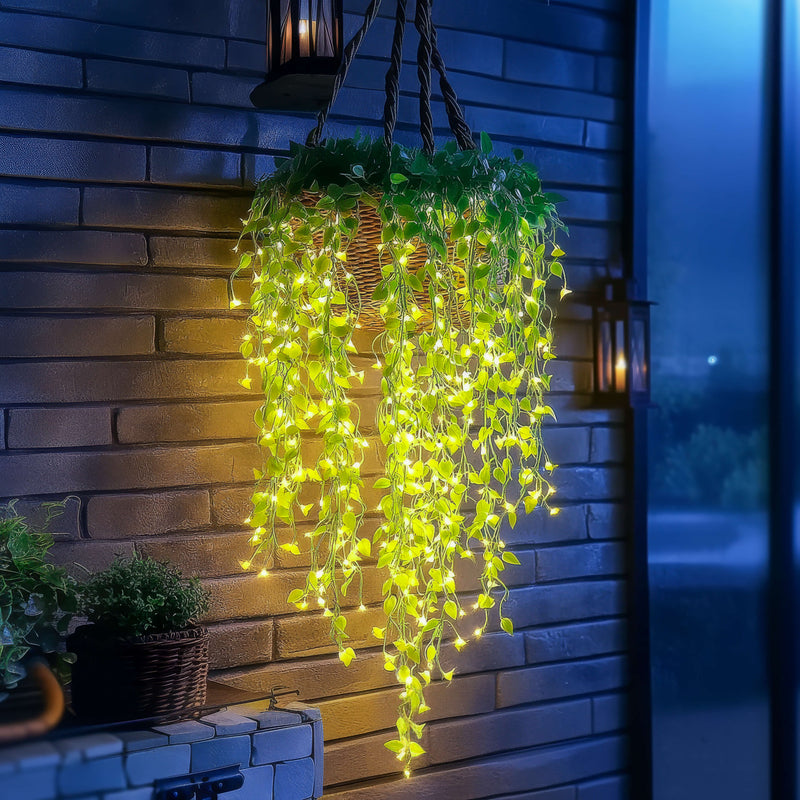 LED Flower Garland Light with Artificial Foliage for Home Décor
