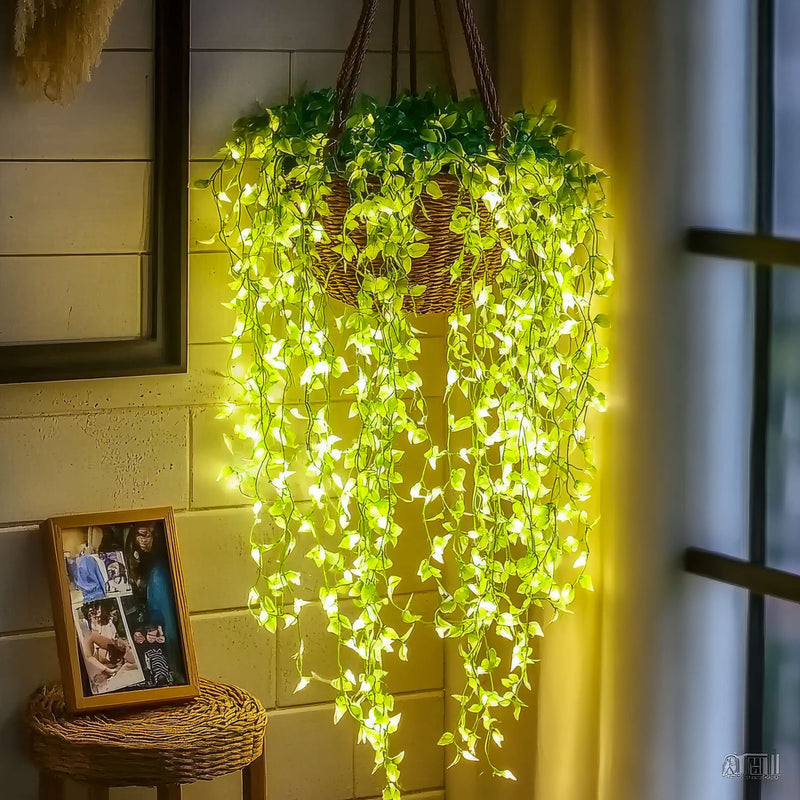 LED Flower Garland Light with Artificial Foliage for Home Décor
