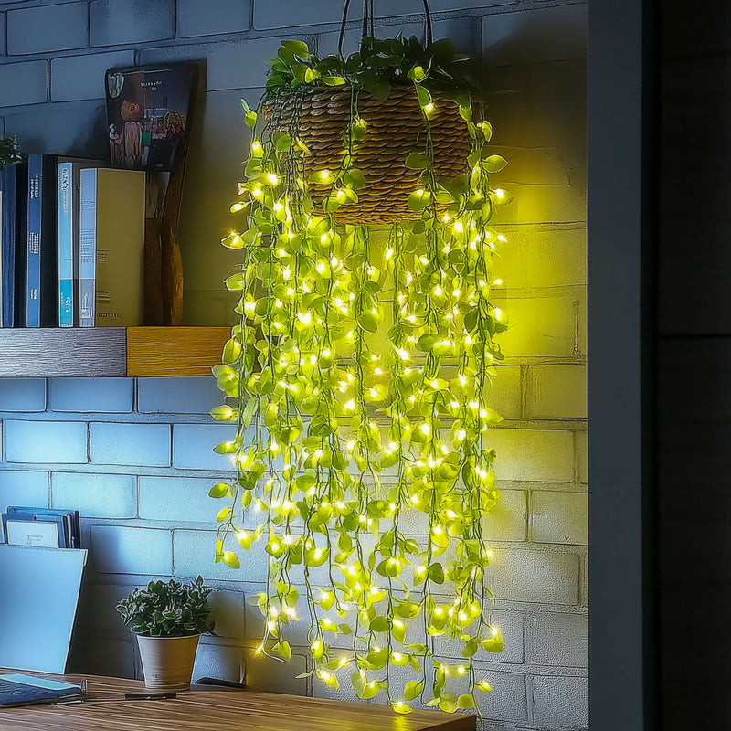 LED Flower Garland Light with Artificial Foliage for Home Décor