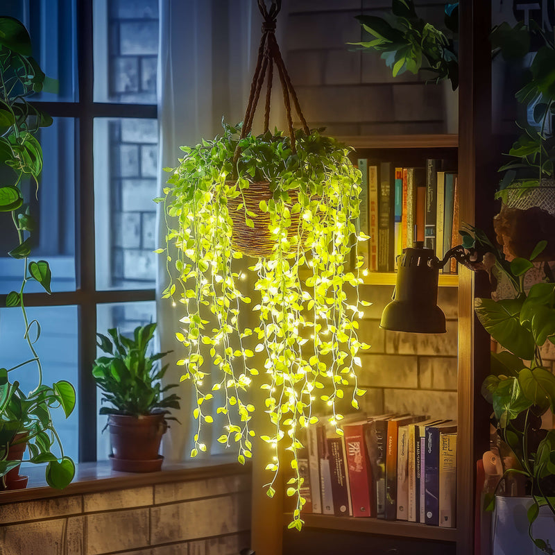 LED Flower Garland Light with Artificial Foliage for Home Décor