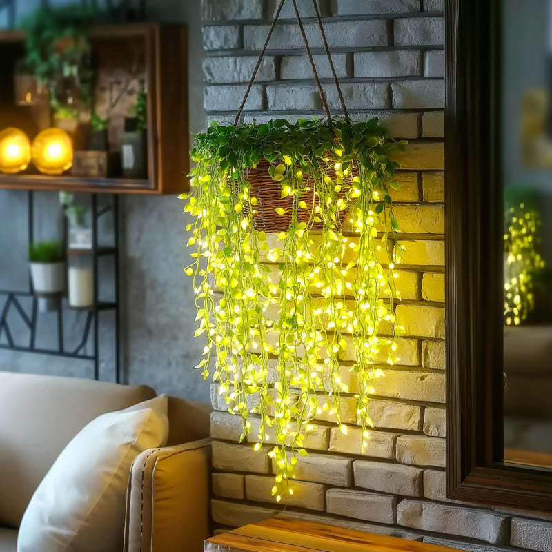 LED Flower Garland Light with Artificial Foliage for Home Décor