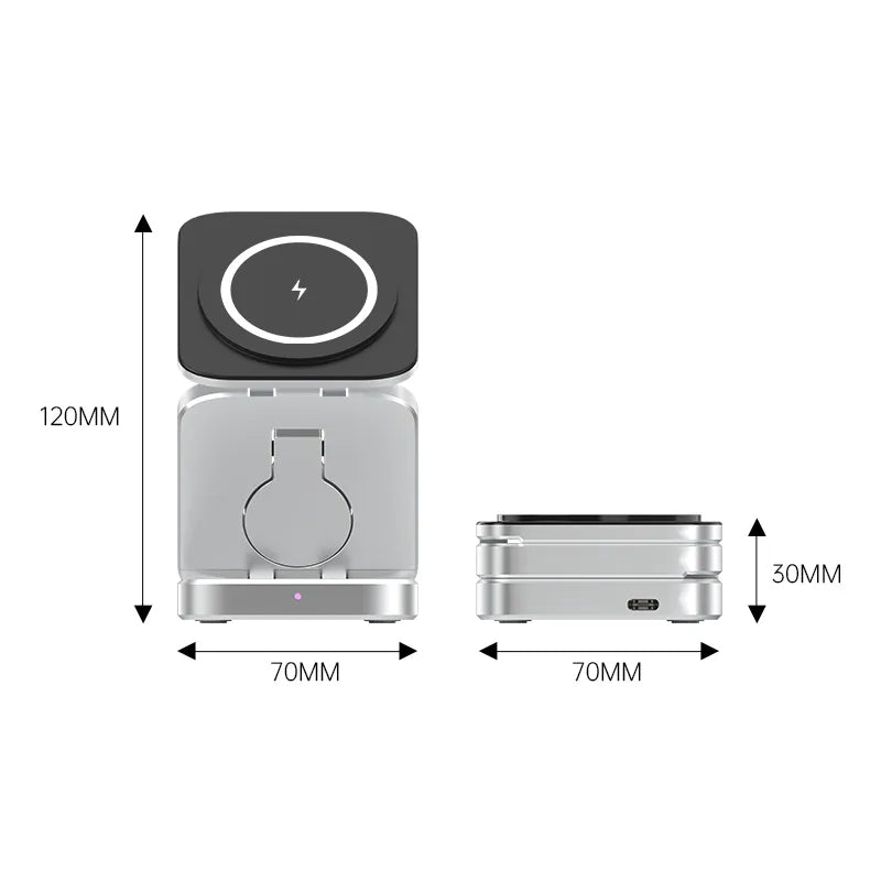 Foldable 3-in-1 Magnetic Wireless Charging Station