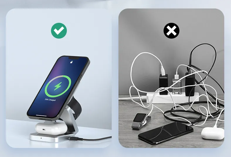 Foldable 3-in-1 Magnetic Wireless Charging Station