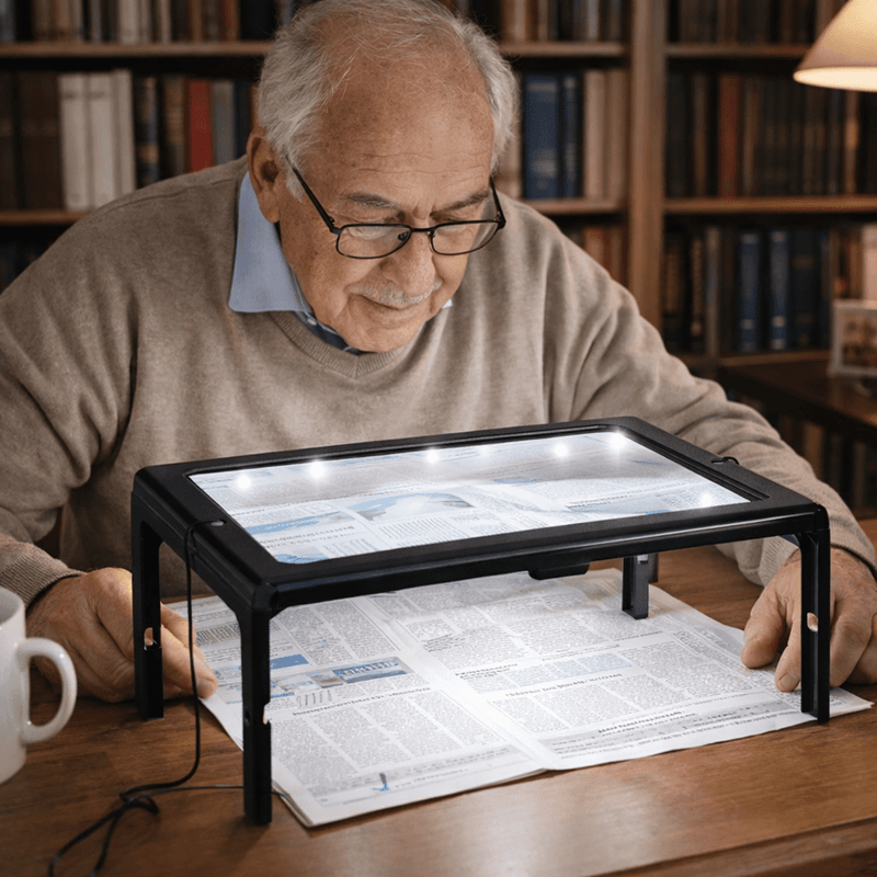 Hands-Free Reading Magnifier with LED Lights and Foldable Stand