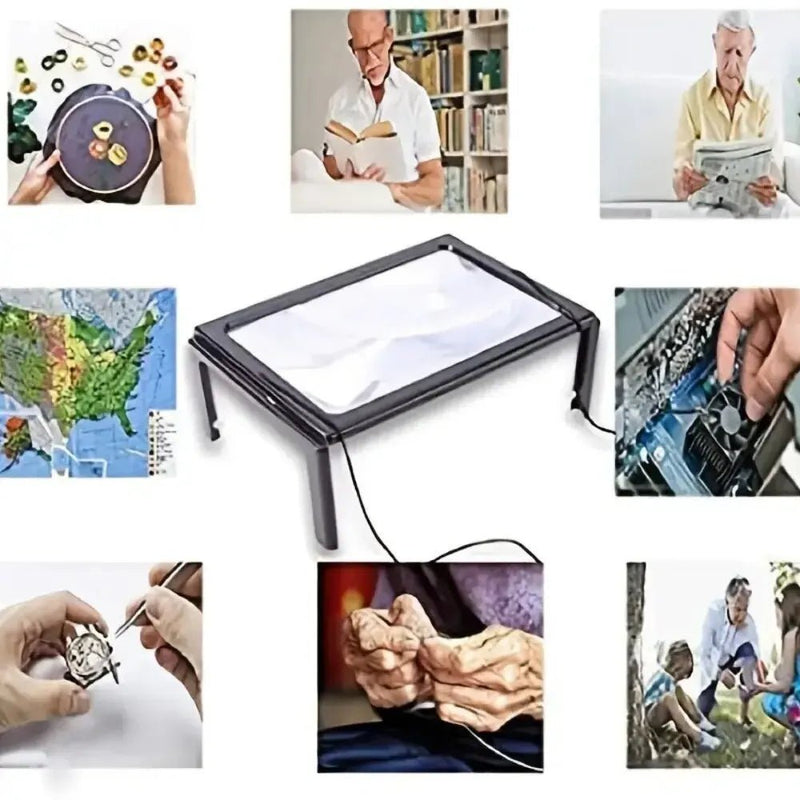 Hands-Free Reading Magnifier with LED Lights and Foldable Stand